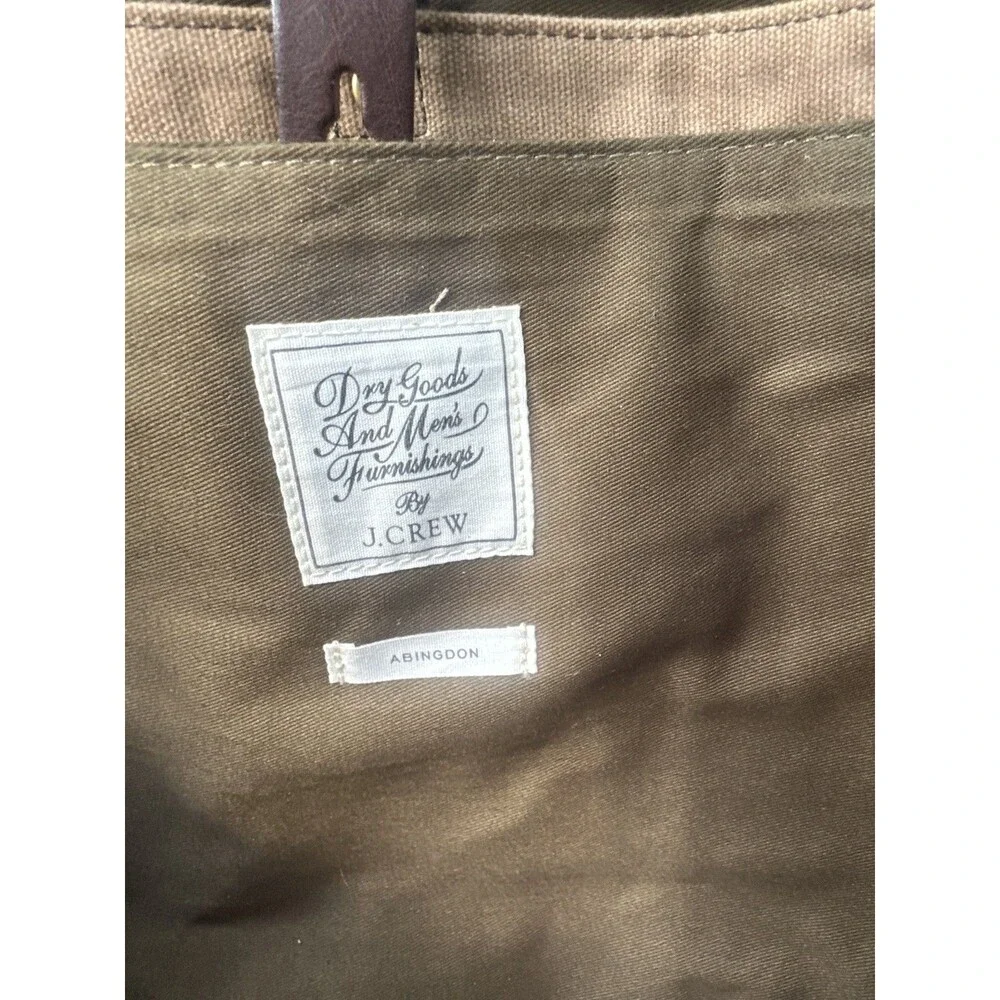 J. Crew Abingdon Abingdon Waxed Canvas Leather Messenger Bag Beige NWT